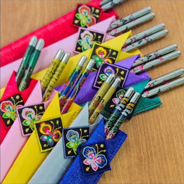 한국 전통 자수 젓가락 세트 - 쇠젓가락