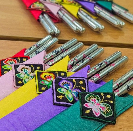 한국 전통 자수 젓가락 세트 - 쇠젓가락